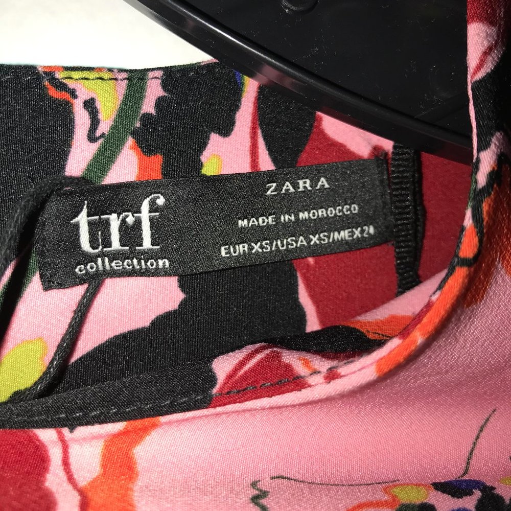 ZARA Bright Floral Tea Length Dress - Picture 3 of 3